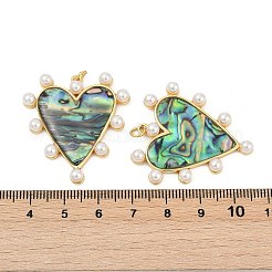 Подвески из латуни из натуральных ракушек паве&nbsp;KK-U058-25G-01