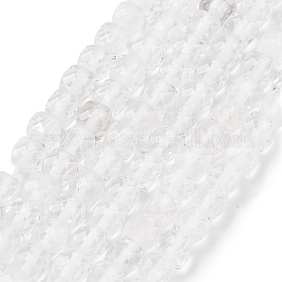 Нити бусин из натурального кварцевого кристалла горного хрусталя, граненые, кубические, 3.5~4.5x3.5~4x3.5 мм, отверстие : 0.6 мм, около 103~106 шт / нитка, 15.55'~15.75'' (39.5~40 см)