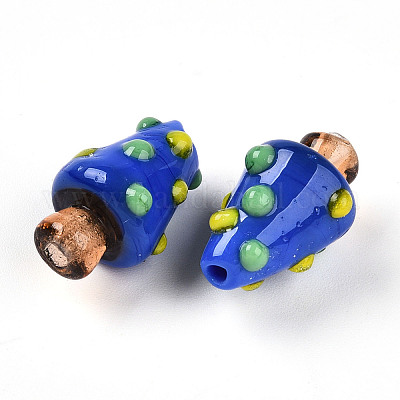 Бусины ручной работы в технике лэмпворк с неровностями&nbsp;LAMP-T022-02A-02-1