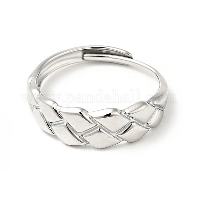 Женское кольцо с ромбовидной текстурой и регулируемым размером из нержавеющей стали 304 RJEW-I085-05P-1