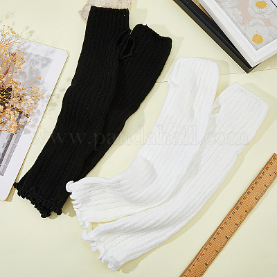 2 пара длинных перчаток без пальцев из полиэстера двух цветов&nbsp;AJEW-HS0001-22-1