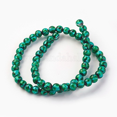 Ручная серебряная фольга стеклянные бусины Lampwork&nbsp;LAMP-P051-G09-6mm-1