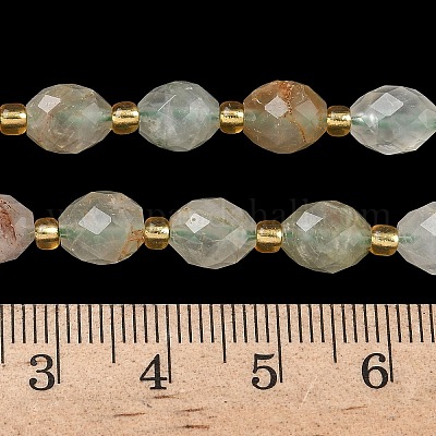 Нити бусин из натурального зеленого рутилированного кварца&nbsp;G-F809-A05-01-1