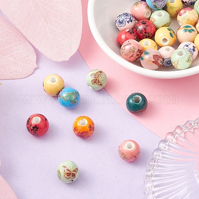 Печатные ручной фарфоровые бусы&nbsp;PORC-YW0001-04-1