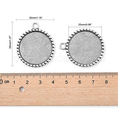 Тибетский стиль старинное серебро литые плоские круглые сеттинги подвеска кабошон&nbsp;X-TIBEP-M022-38AS-1
