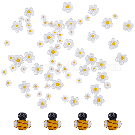 Бусины ручной работы из стекла миллефиори/лэмпворк LAMP-DR0001-13-1