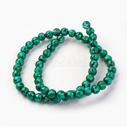 Ручная серебряная фольга стеклянные бусины Lampwork LAMP-P051-G09-6mm-1