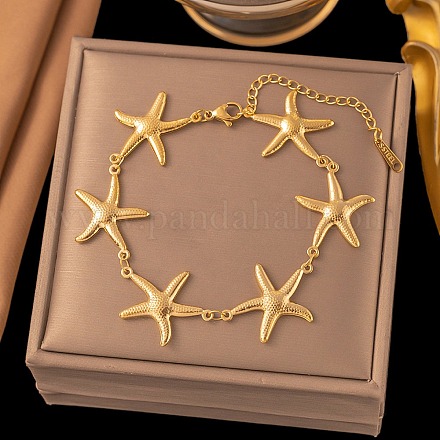 Браслеты из нержавеющей стали 304 в форме морской звезды для женщин BJEW-G759-01G-1