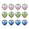 12Pcs 3 Colors Alloy Resin Pendants, AB Color, Heart Charms with Scales Pattern, Golden, Mixed Color, 16.6x14x3.5mm, Hole: 2mm, 4pcs/color