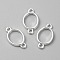Zinc Alloy Open Back Bezel Connector Charms, Links For DIY UV Resin, Epoxy Resin, Pressed Flower Jewelry, Silver Color, Oval, 18x10.5x1.8mm, Hole: 1.6mm