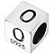 Sterling Silver Beads, Cube, European Bead, Letter O, 6x6x6mm, Hole: 4.5mm