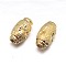Real 18K Gold Plated Oval Sterling Silver Textured Beads, Golden, 7x4mm, Hole: 1.2mm, about 103pcs/20g