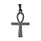 Ion Plating(IP)304 Stainless Steel Pendants, Ankh Cross, Black, 44.5x27x1.5mm, Hole: 5x9mm