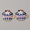 Alloy Enamel Pendants, Golden, Cartoon Tea Cup with Cat Charm, Blue, 20x22.5x1.5mm, Hole: 1.6mm