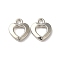 CCB Plastic Charms, Heart Charm, Platinum, 14x12x2.5mm, Hole: 2mm