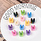 UV Plating Opaque Acrylic European Beads, Large Hole Beads, Mixed Color, Letter U, 20.5x17.5x13.5mm, Hole: 6mm