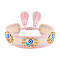 Evil Eye Adjustable Polyester & Alloy & Resin Enamel & Rhinestone Slider Bracelets, Macrame Bracelets for Women, with Tassels, Misty Rose, 5.91~9.45 inch(15~24cm)