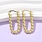 Brass Twist Rectangle Hoop Earrings for Women, Real 18K Gold Plated, 28x14x3.5mm