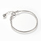 Brass European Style Bracelet Making, Nickel Free, with Iron Extender Chain, Platinum, 190x2.5mm