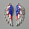 Independence Day Alloy Enamel Pendants, Platinum, Wing, 47x18x2mm, Hole: 2.5mm