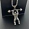 Fashionable 304 Stainless Steel Barbell Muscle Man Pendant Necklaces for Men, Stainless Steel Color