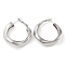 Brass Hoop Earrings, Long-Lasting Plated, Lead Free & Cadmium Free, Ring, Platinum, 35.5x9mm