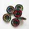 Round Painted Buttons with Colorful Thread, Wooden Buttons, Mixed Color, Black, 18mm.