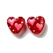 Handmade Lampwork Beads, Heart, Red, 19~20.5x20~20.5x11.5~13.5mm, Hole: 2.5mm