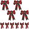 10Pcs 2 Style Christmas Theme Tartan Pattern Polyester Bowknot, with Twist Tie, Display Decorations, Dark Red, 150~300x170~260x17~21mm