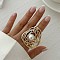 Alloy Finger Rings for Women, with Plastic Pearl, Golden, Round, Inner Diameter: 17.8mm
