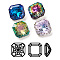 K9 Glass Rhinestone Pointed Back Cabochons, Back Plated, Faceted, Square Octagon, Flower Pattern, Mixed Color, 10x10x5.5mm