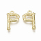 Alloy Pendants, Cadmium Free & Nickel Free & Lead Free, Bamboo Initial Letter, Real 18K Gold Plated, Letter.P, P:17.5x10.5x3mm, Hole: 1.5mm