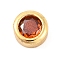 Rack Plating Flat Round Brass Micro Pave Cubic Zirconia Cabochons, Cadmium Free & Lead Free, Long-Lasting Plated, Real 18K Gold Plated, Orange, 4x2mm