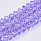 Baking Paint Glass Beads Strands, Faceted Rondelle, Lilac, 4x3.5mm, Hole: 1mm, about 105~110pcs/strand, 38~39cm