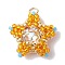 TOHO Seed Beads Pendants, Beaded Star Charms, Orange, 18x19.5x6.5mm, Hole: 2.5mm