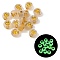 Luminous Transparent Acrylic Beads, Flat Round with Letter, Glow in the Dark, Golden Metal Enlaced, Letter B, 7x4mm, Hole: 1.8mm, about 3700pcs/500g