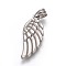 Tarnish Resistant 304 Stainless Steel Pendants, Wing, Stainless Steel Color, 35x14.5x3.5mm, Hole: 5x7mm