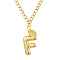 304 Stainless Steel Clear Cubic Zirconia Heart & Letter Pendant Curb Chain Necklaces for Women, Golden, Letter F, 16.54 inch(42cm)