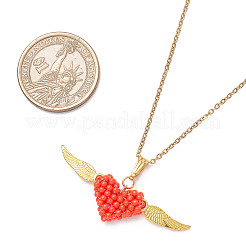 Подвеска в виде сердца ангела из стеклянного бисера и сплава&nbsp;NJEW-MZ00116