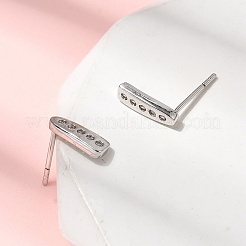 Серьги-гвоздики из латуни с микропаве из прозрачных кубических цирконий в форме капли&nbsp;EJEW-H180-26P