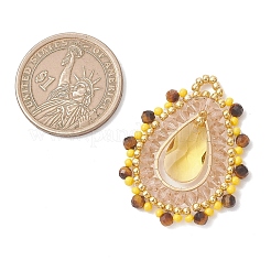 Подвески из натурального тигрового глаза ограненных круглых кристаллов и стеклянного бисера.&nbsp;PALLOY-MZ01218-03