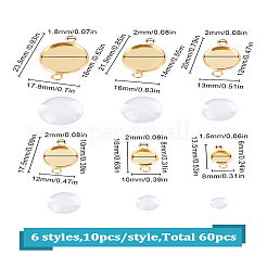 24 шт. 6 стиля кабошонов из нержавеющей стали 304&nbsp;STAS-LP0002-06