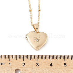 Ожерелья с подвеской в виде сердца из нержавеющей стали 304 с прозрачными кубическими цирконами для женщин&nbsp;NJEW-Z077-01G