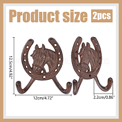 Чугунные крючки для одежды в форме подковы&nbsp;AJEW-WH0696-207B