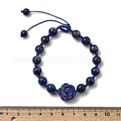 Регулируемые плетеные браслеты из натуральных бусин лазурита для женщин&nbsp;BJEW-L713-A04