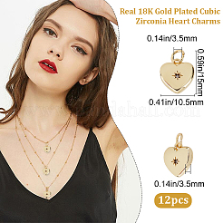 12шт латунные микропаве прозрачные кубические циркониевые подвески&nbsp;ZIRC-BBC0003-52G