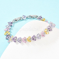 Теннисные браслеты из платиновой латуни с микропаве из кубических цирконий&nbsp;BJEW-B160-13P