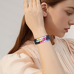 Акриловый круглый браслет из бисера для женщин&nbsp;BJEW-SW00066-01