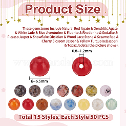 750шт. 15 набора бусин из смешанных драгоценных камней&nbsp;G-UN0001-40