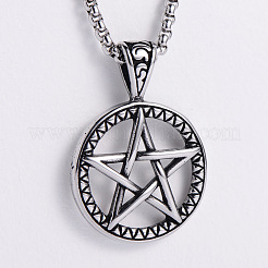 Винтажные ожерелья с подвеской в виде шестиконечной звезды из нержавеющей стали 304 для модных мужчин в уличном стиле&nbsp;PQ2457